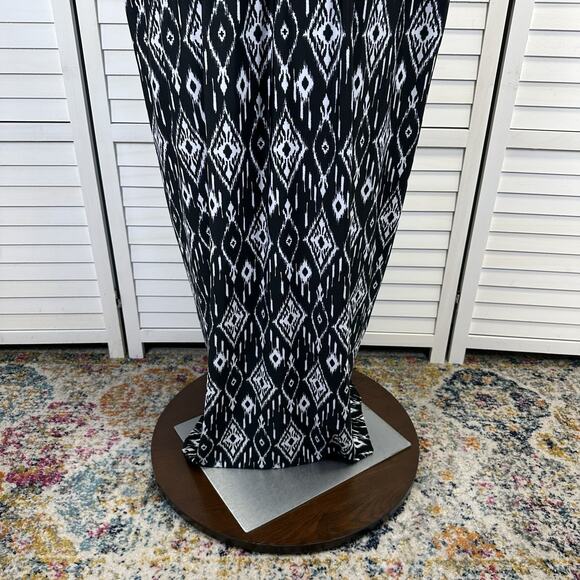 New Catherines Black White Ikat Maxi Dress Turquoise Gemstone Neck Plus Size 5X - Picture 7 of 9